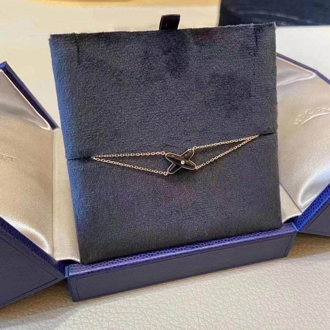 [OrnoraJewelry]JEUX BRACELET ONYX PINK GOLD 1 DIAMOND