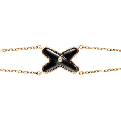 [OrnoraJewelry]JEUX BRACELET ONYX PINK GOLD 1 DIAMOND
