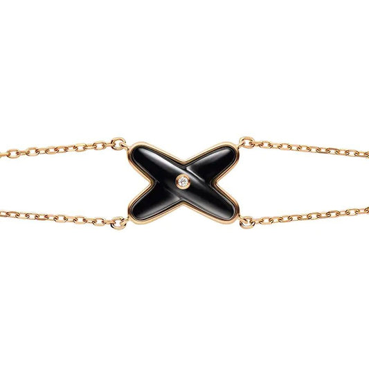 [OrnoraJewelry]JEUX BRACELET ONYX PINK GOLD 1 DIAMOND