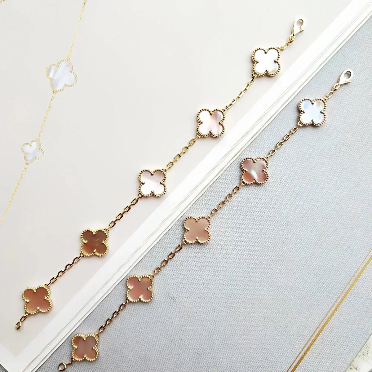 [OrnoraJewelry] CLOVER 5 MOTIFS  PINK MOP BRACELET COLLECTION