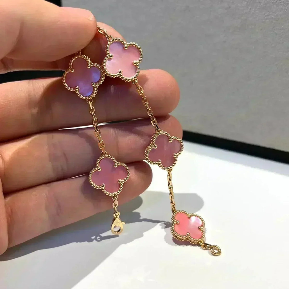 [OrnoraJewelry] CLOVER 5 MOTIFS  PINK MOP BRACELET COLLECTION