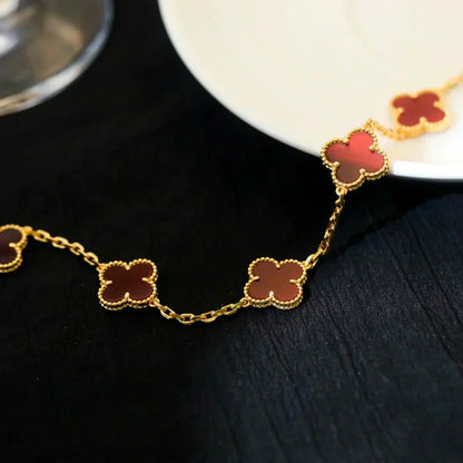 [OrnoraJewelry] CLOVER 5 MOTIF RED CORNELIAN BRACELET COLLECTION