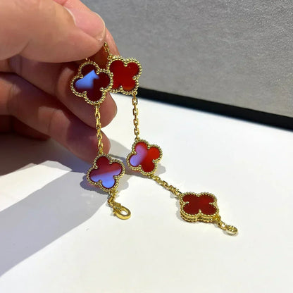 [OrnoraJewelry] CLOVER 5 MOTIF RED CORNELIAN BRACELET COLLECTION