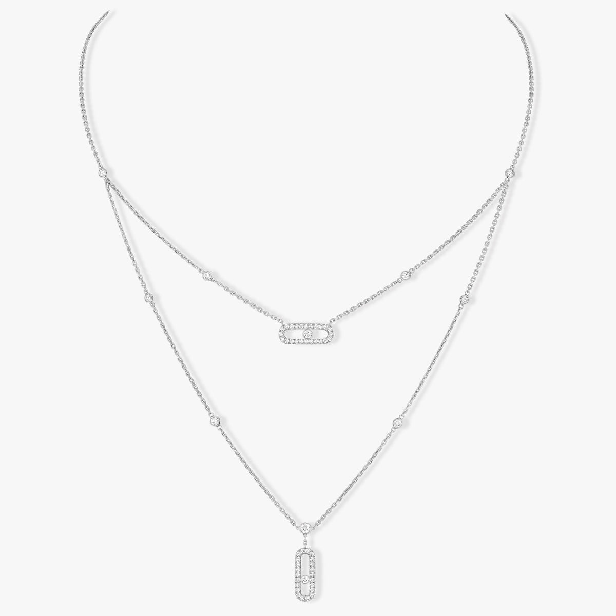 [OrnoraJewelry]MOVE 2 ROW DIAMOND NECKLACE