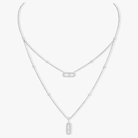 [OrnoraJewelry]MOVE 2 ROW DIAMOND NECKLACE