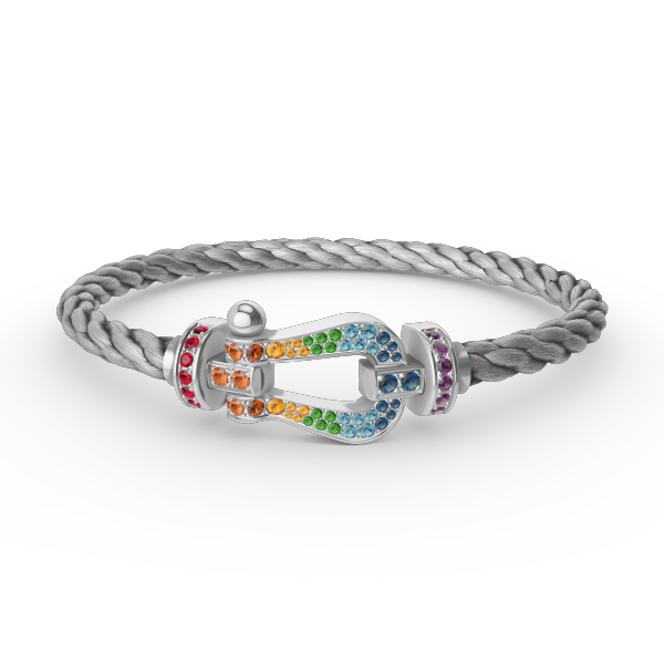 [OrnoraJewelry]FORC LARGE HORSESHOE  COLORED DIAMOND BRACELET SILVER