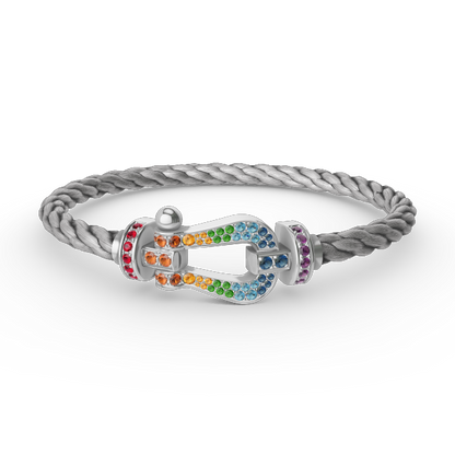 [OrnoraJewelry]FORC LARGE HORSESHOE  COLORED DIAMOND BRACELET SILVER
