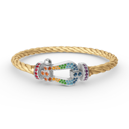 [OrnoraJewelry]FORC LARGE HORSESHOE  COLORED DIAMOND BRACELET SILVER