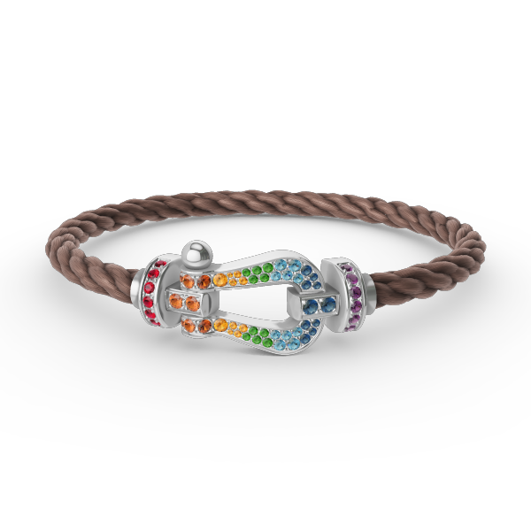 [OrnoraJewelry]FORC LARGE HORSESHOE  COLORED DIAMOND BRACELET SILVER