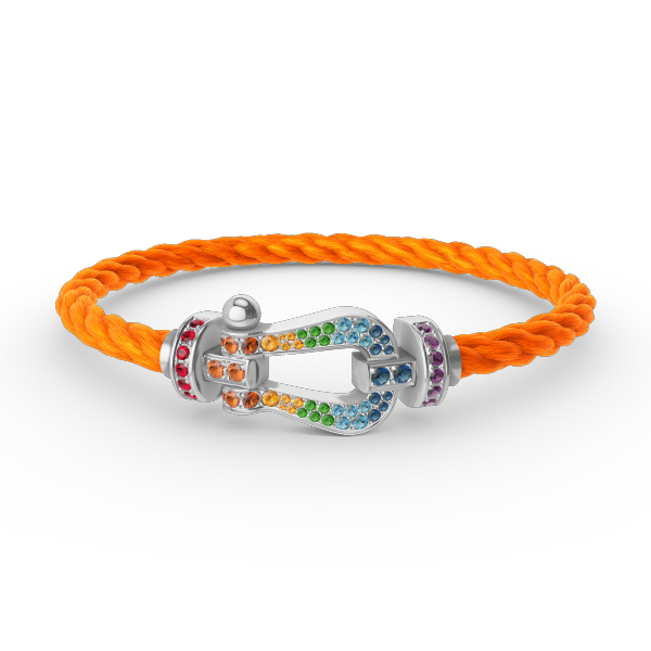 [OrnoraJewelry]FORC LARGE HORSESHOE  COLORED DIAMOND BRACELET SILVER