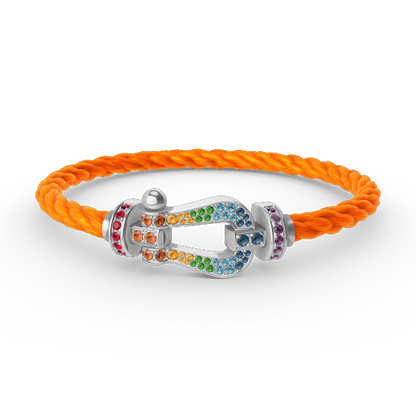 [OrnoraJewelry]FORC LARGE HORSESHOE  COLORED DIAMOND BRACELET SILVER