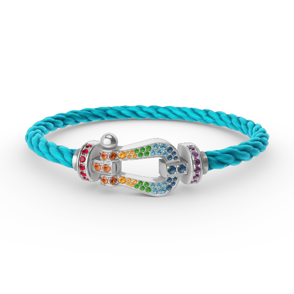 [OrnoraJewelry]FORC LARGE HORSESHOE  COLORED DIAMOND BRACELET SILVER