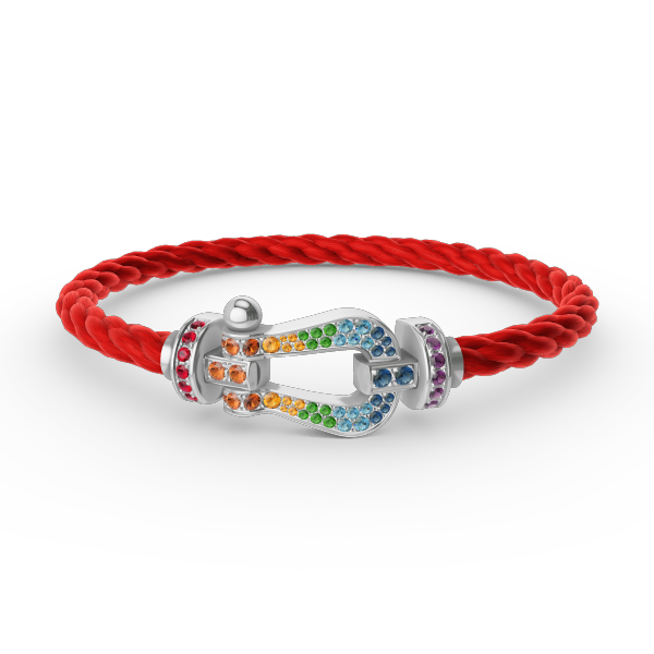 [OrnoraJewelry]FORC LARGE HORSESHOE  COLORED DIAMOND BRACELET SILVER