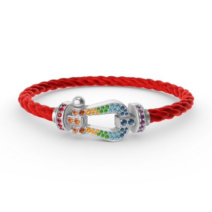 [OrnoraJewelry]FORC LARGE HORSESHOE  COLORED DIAMOND BRACELET SILVER