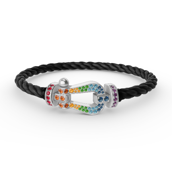 [OrnoraJewelry]FORC LARGE HORSESHOE  COLORED DIAMOND BRACELET SILVER