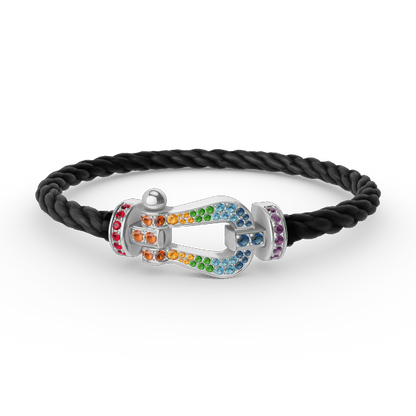 [OrnoraJewelry]FORC LARGE HORSESHOE  COLORED DIAMOND BRACELET SILVER