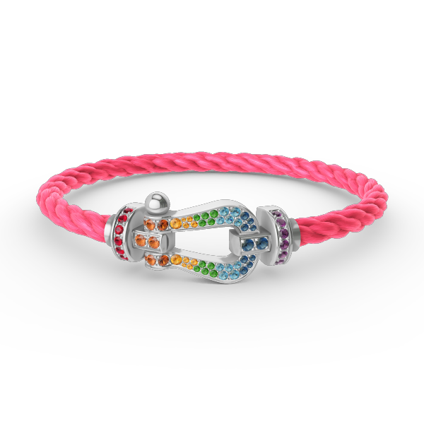 [OrnoraJewelry]FORC LARGE HORSESHOE  COLORED DIAMOND BRACELET SILVER