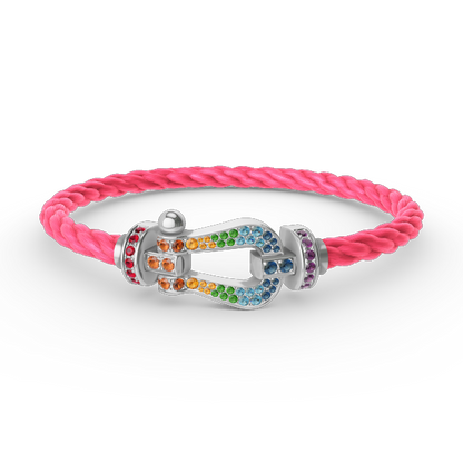 [OrnoraJewelry]FORC LARGE HORSESHOE  COLORED DIAMOND BRACELET SILVER