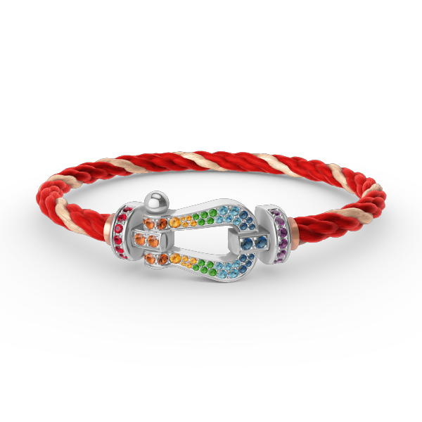 [OrnoraJewelry]FORC LARGE HORSESHOE  COLORED DIAMOND BRACELET SILVER