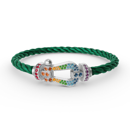 [OrnoraJewelry]FORC LARGE HORSESHOE  COLORED DIAMOND BRACELET SILVER