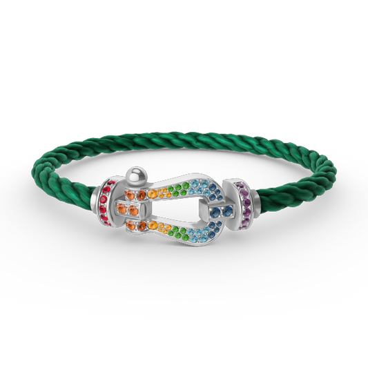 [OrnoraJewelry]FORC LARGE HORSESHOE  COLORED DIAMOND BRACELET SILVER