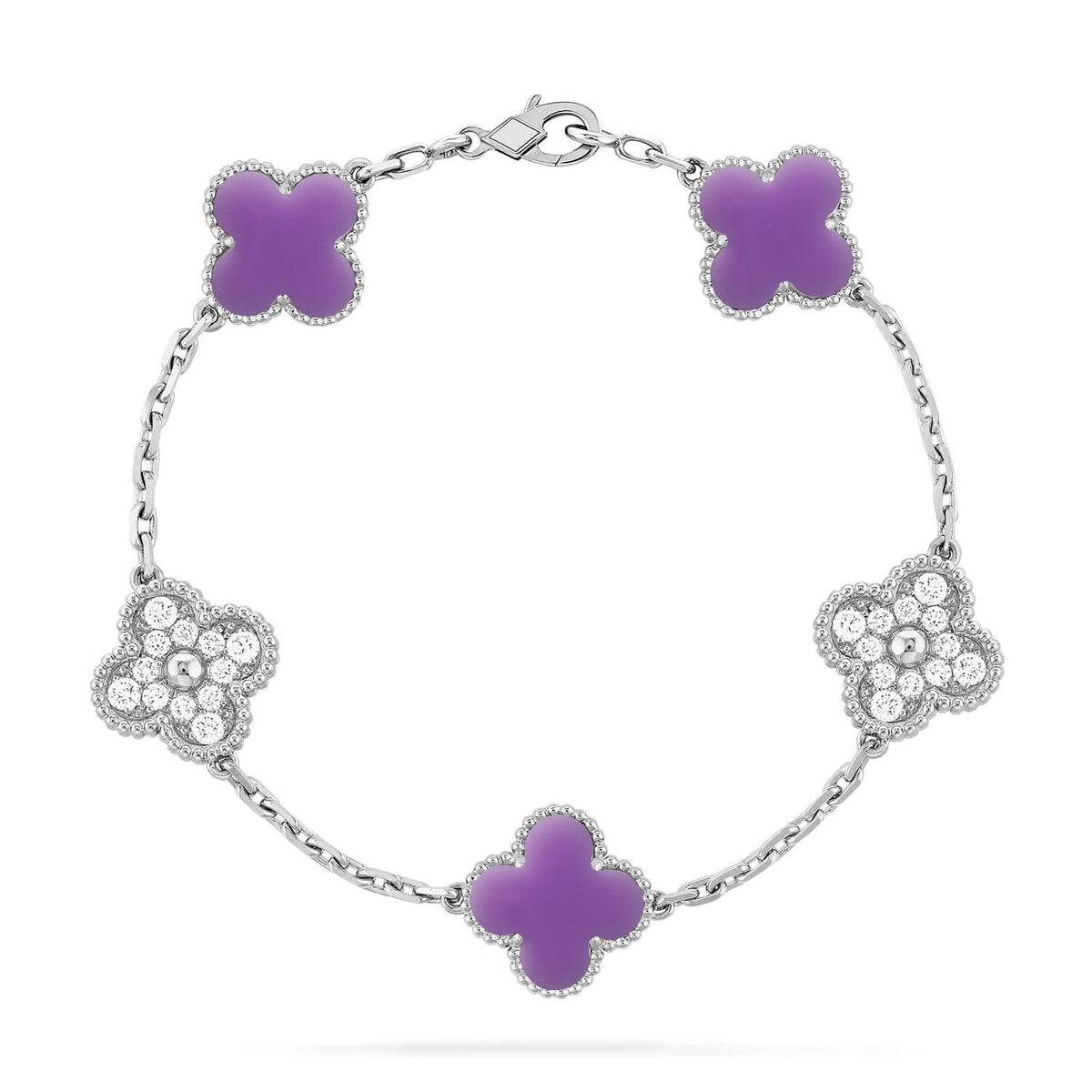 [OrnoraJewelry]CLOVER 5 MOTIF LIGHT PURPLE BRACELET COLLECTION