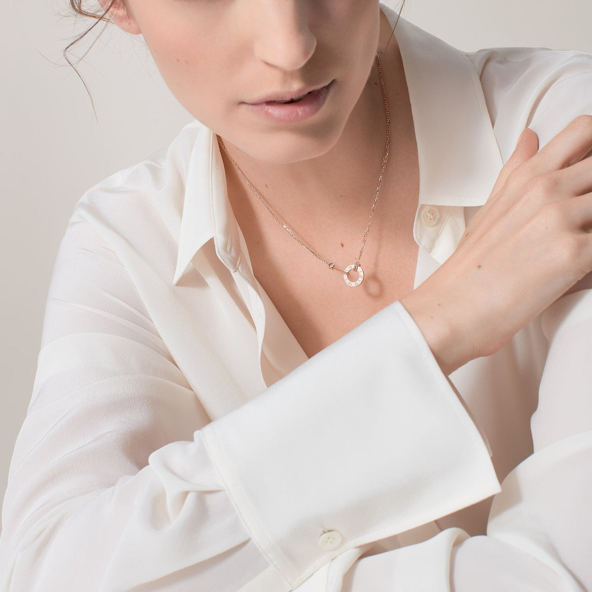 [OrnoraJewelry]LOVE NECKLACE 16MM 2 DIAMONDS