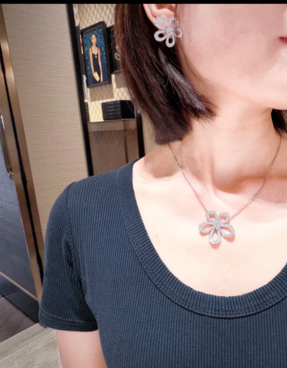 [OrnoraJewelry]Flowerlace Diamond Pavé Earrings