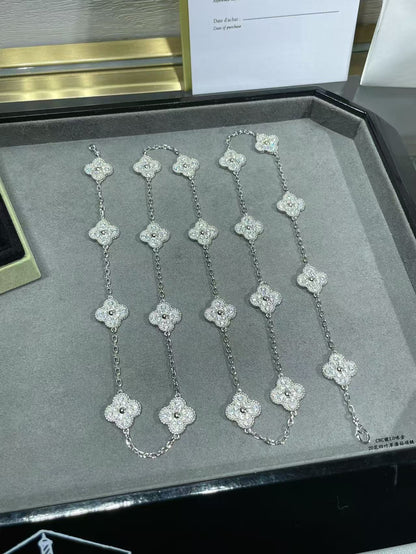[OrnoraJewelry]CLOVER 20 MOTIFS FULL-DIAMOND NECKLACE