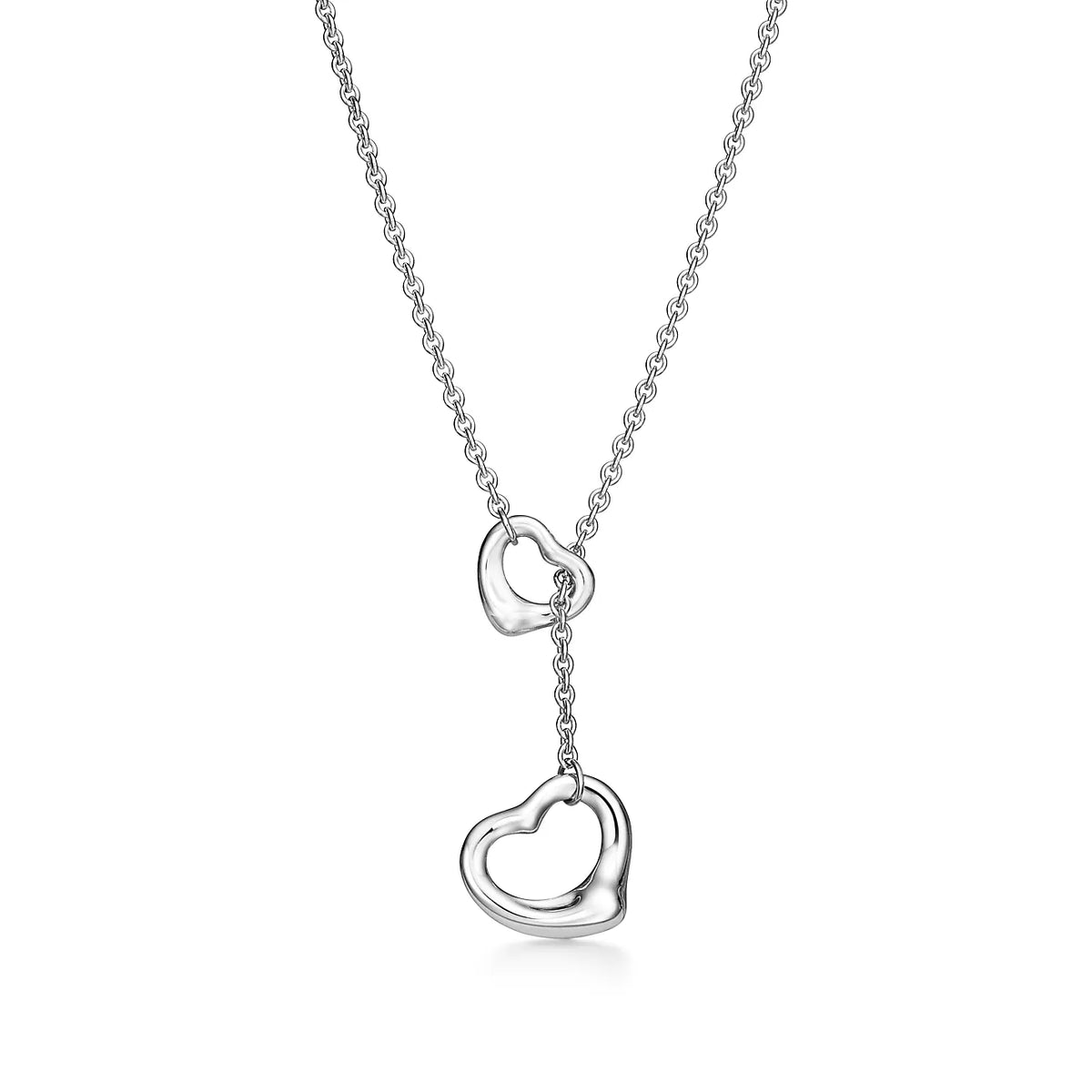 [Ornora Jewelry]OPEN HEART LARIAT NECKLACE SILVER