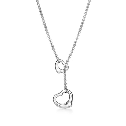 [Ornora Jewelry]OPEN HEART LARIAT NECKLACE SILVER