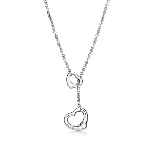 [Ornora Jewelry]OPEN HEART LARIAT NECKLACE SILVER