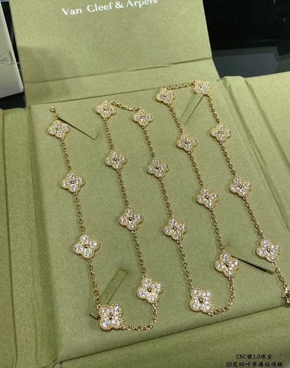 [OrnoraJewelry]CLOVER 20 MOTIFS FULL-DIAMOND NECKLACE