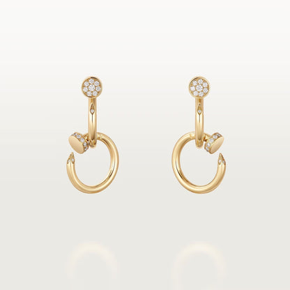 [OrnoraJewelry]JUSTE HALF DIAMOND DOUBLE EARRINGS