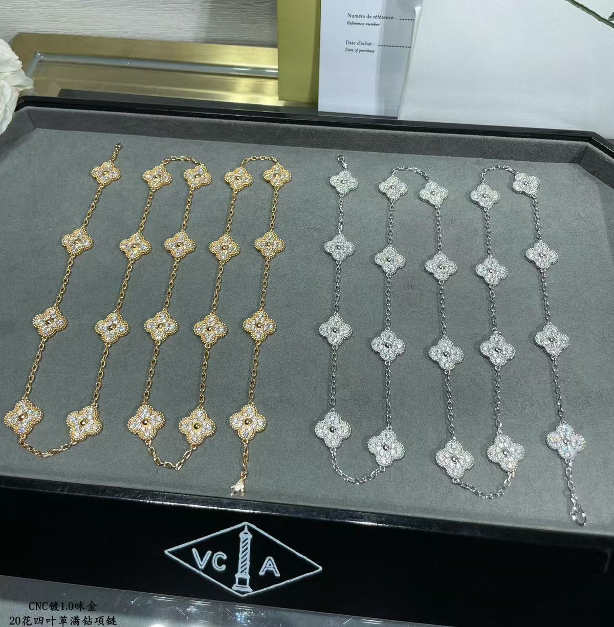 [OrnoraJewelry]CLOVER 20 MOTIFS FULL-DIAMOND NECKLACE