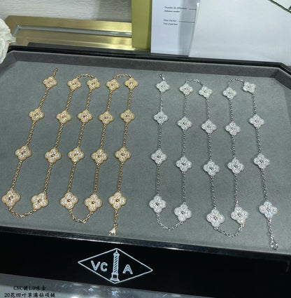 [OrnoraJewelry]CLOVER 20 MOTIFS FULL-DIAMOND NECKLACE