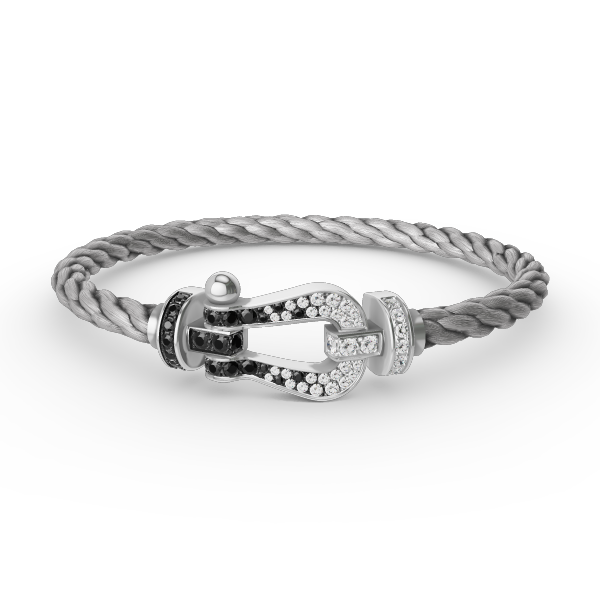 [OrnoraJewelry]FORCE LARGE HORSESHOE BLACK WHITE DIAMOND BRACELET SILVER