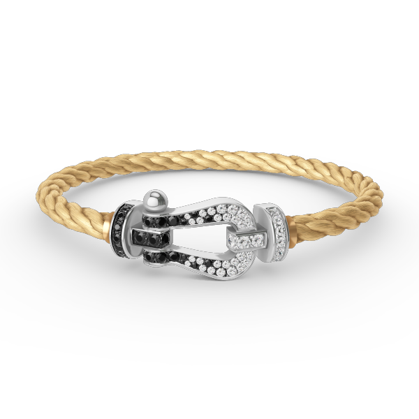 [OrnoraJewelry]FORCE LARGE HORSESHOE BLACK WHITE DIAMOND BRACELET SILVER