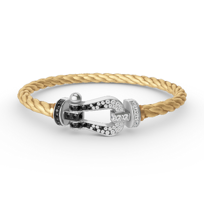 [OrnoraJewelry]FORCE LARGE HORSESHOE BLACK WHITE DIAMOND BRACELET SILVER