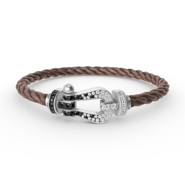 [OrnoraJewelry]FORCE LARGE HORSESHOE BLACK WHITE DIAMOND BRACELET SILVER