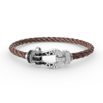 [OrnoraJewelry]FORCE LARGE HORSESHOE BLACK WHITE DIAMOND BRACELET SILVER