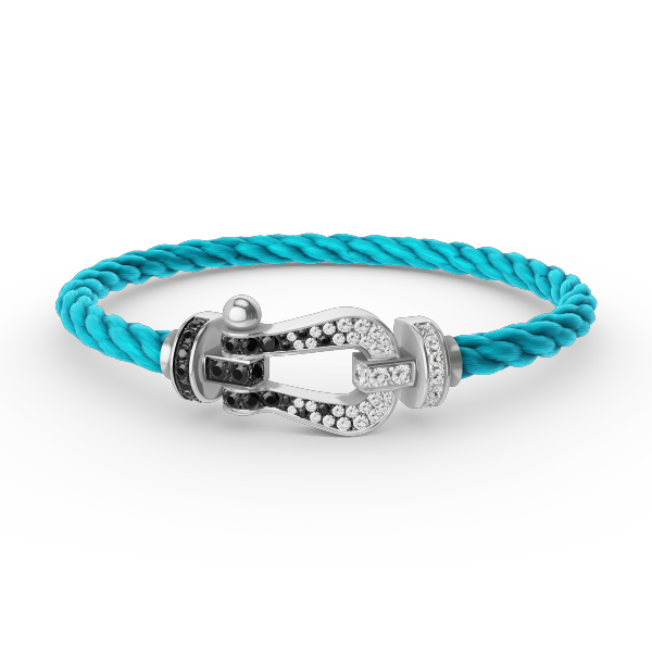 [OrnoraJewelry]FORCE LARGE HORSESHOE BLACK WHITE DIAMOND BRACELET SILVER