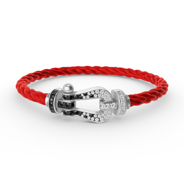 [OrnoraJewelry]FORCE LARGE HORSESHOE BLACK WHITE DIAMOND BRACELET SILVER