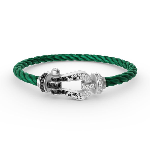 [OrnoraJewelry]FORCE LARGE HORSESHOE BLACK WHITE DIAMOND BRACELET SILVER