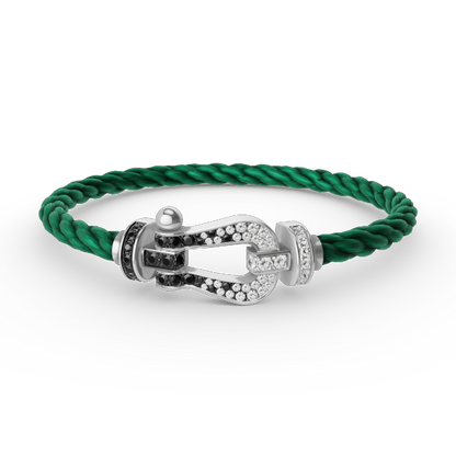 [OrnoraJewelry]FORCE LARGE HORSESHOE BLACK WHITE DIAMOND BRACELET SILVER