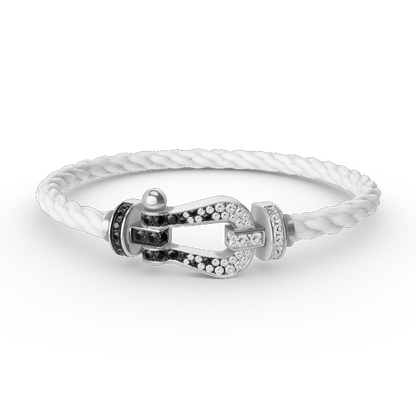 [OrnoraJewelry]FORCE LARGE HORSESHOE BLACK WHITE DIAMOND BRACELET SILVER