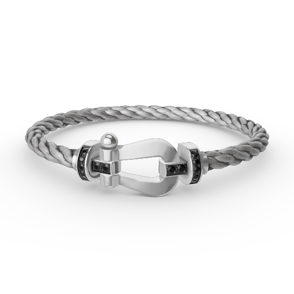 [OrnoraJewelry]FORCE LARGE HORSESHOE BLACK DIAMOND BRACELET SILVER
