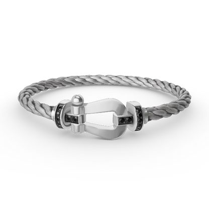 [OrnoraJewelry]FORCE LARGE HORSESHOE BLACK DIAMOND BRACELET SILVER