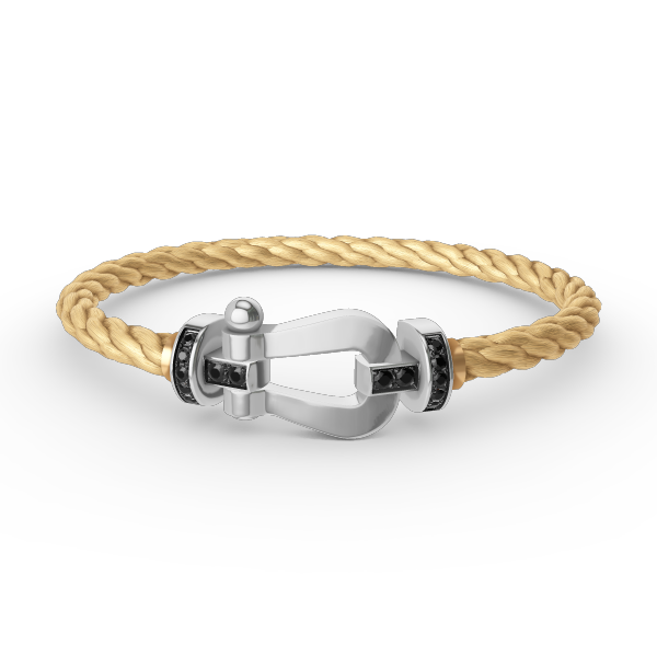 [OrnoraJewelry]FORCE LARGE HORSESHOE BLACK DIAMOND BRACELET SILVER