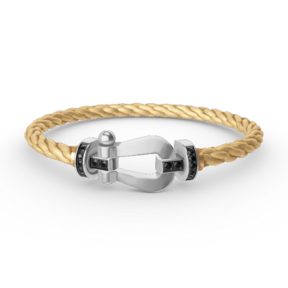 [OrnoraJewelry]FORCE LARGE HORSESHOE BLACK DIAMOND BRACELET SILVER